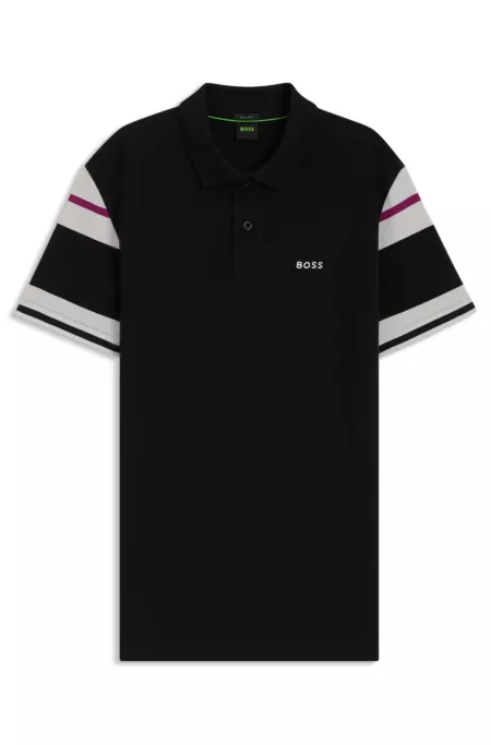 Block-stripe polo shirt in cotton piqué
