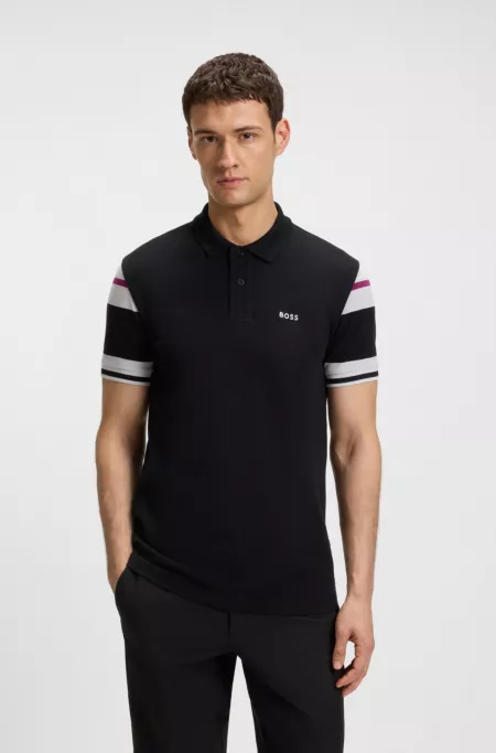 Block-stripe polo shirt in cotton piqué