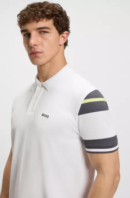 Block-stripe polo shirt in cotton piqué
