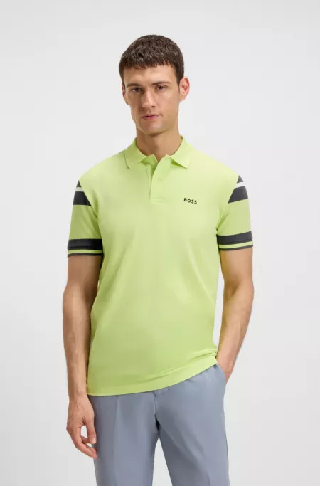 Block-stripe polo shirt in cotton piqué