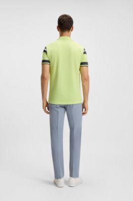 Block-stripe polo shirt in cotton piqu&eacute;, Light Green