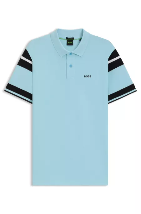 Block-stripe polo shirt in cotton piqué