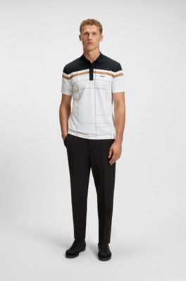 Stretch-cotton slim-fit polo shirt with quick-dry function, White