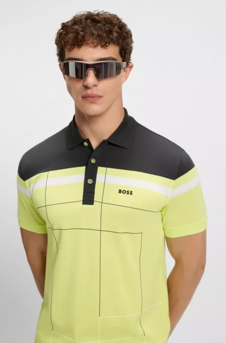Stretch-cotton slim-fit polo shirt with quick-dry function