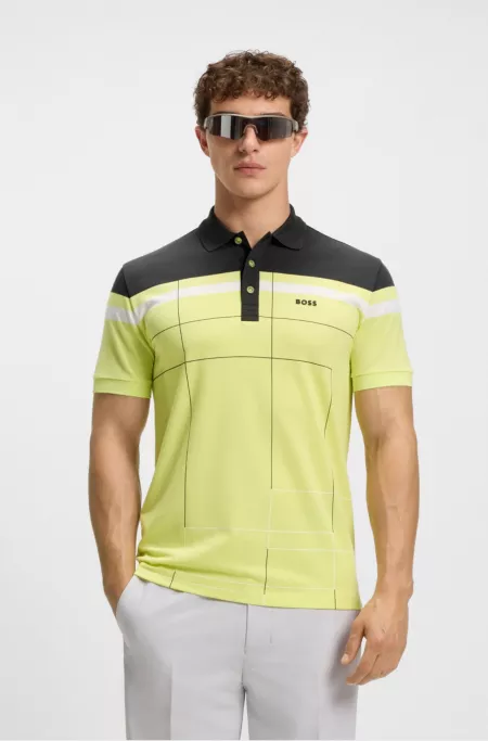 Stretch-cotton slim-fit polo shirt with quick-dry function