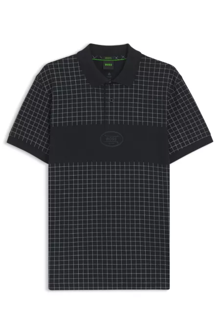 Check-print polo shirt in pima cotton