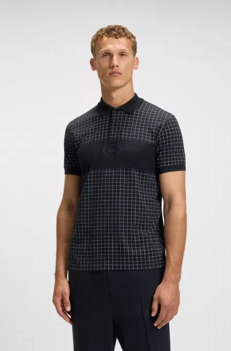 Check-print polo shirt in pima cotton