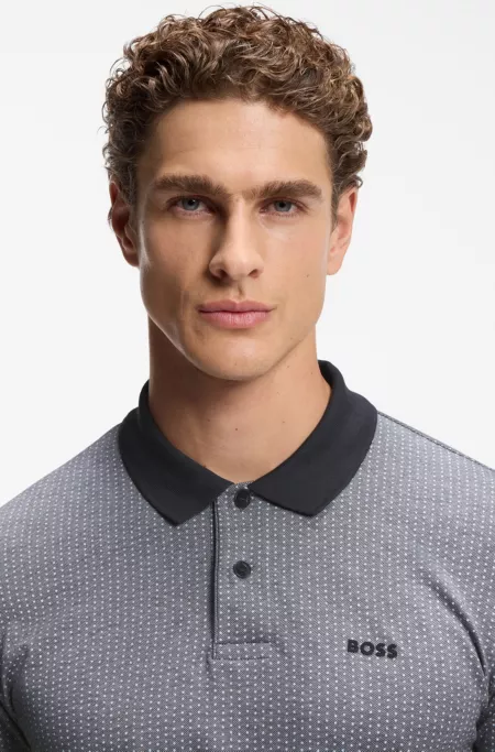 Dot-print polo shirt in cotton piqué