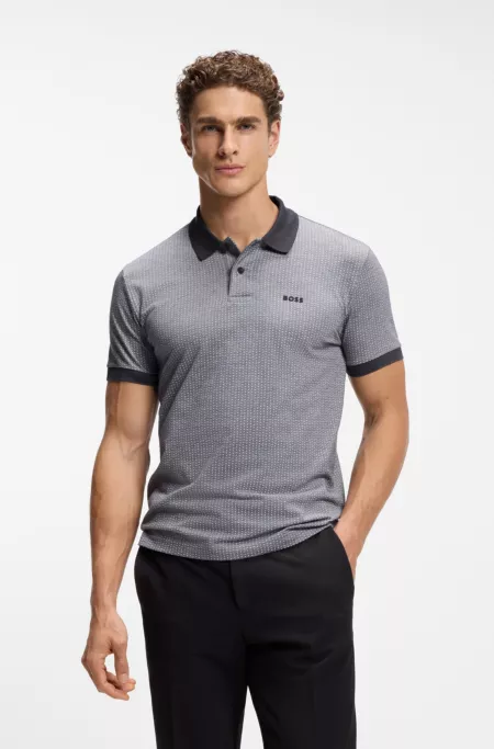 Dot-print polo shirt in cotton piqué