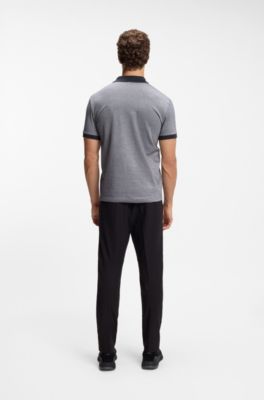 Polo en piqu&eacute; de coton avec imprim&eacute; &agrave; pois, Gris sombre