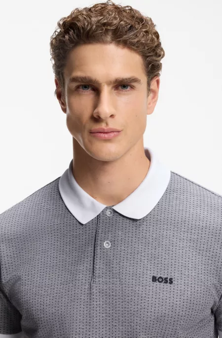 Dot-print polo shirt in cotton piqué