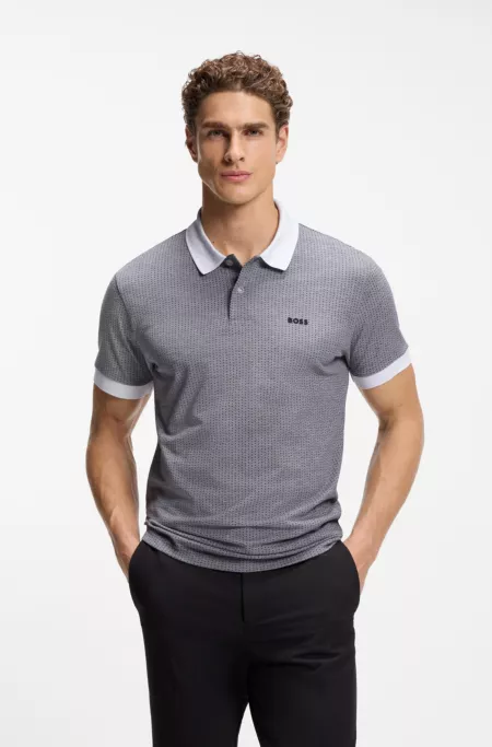 Dot-print polo shirt in cotton piqué
