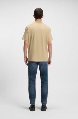 Camiseta de punto de algod&oacute;n con ilustraci&oacute;n de labios, Beige