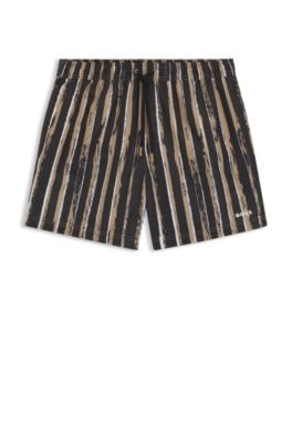 Quick-dry swim shorts with all-over print, Patterned