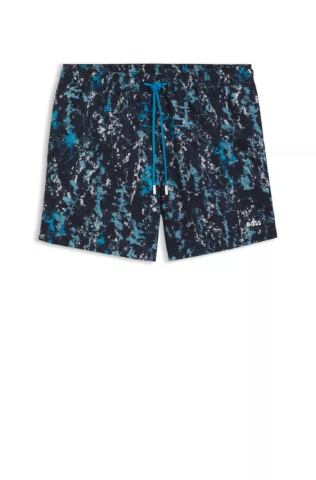 Quick-dry swim shorts with all-over print