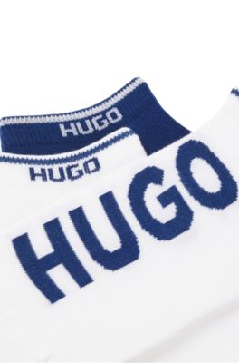 Three-pack of ankle socks with logos, Dark Blue
