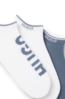 Paquete de tres pares de calcetines tobilleros con logos, Celeste