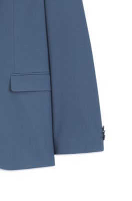 Traje de dos piezas extra slim fit de popel&iacute;n de mezcla de lana, Celeste