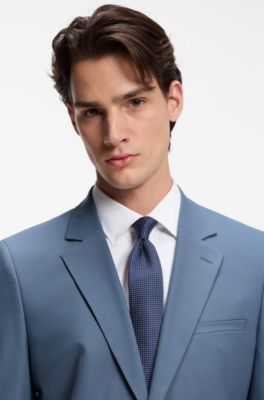 Traje de dos piezas extra slim fit de popel&iacute;n de mezcla de lana, Celeste