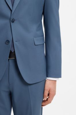 Two-piece extra-slim-fit suit in wool-blend poplin, Light Blue