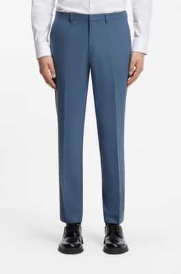 Traje de dos piezas extra slim fit de popel&iacute;n de mezcla de lana, Celeste