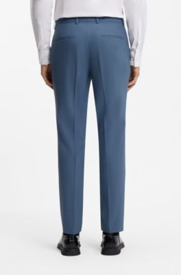 Two-piece extra-slim-fit suit in wool-blend poplin, Light Blue