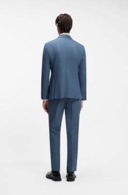 Costume deux pi&egrave;ces Extra Slim en popeline de laine m&eacute;lang&eacute;e, bleu clair