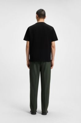 Camiseta de punto de algod&oacute;n con ilustraci&oacute;n bordada, Negro