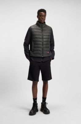 Logo-print gilet with water-repellent finish, Black