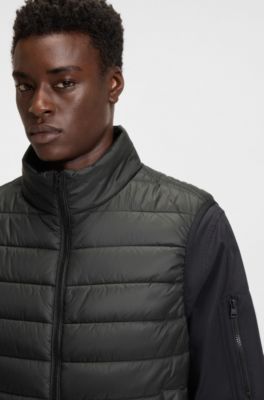 Logo-print gilet with water-repellent finish, Black