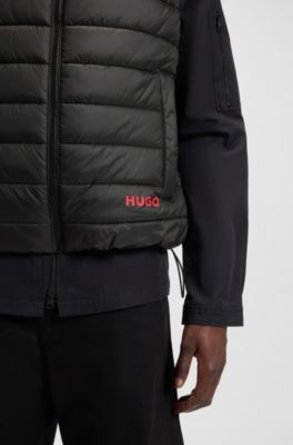 Logo-print gilet with water-repellent finish, Black