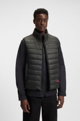 Logo-print gilet with water-repellent finish, Black