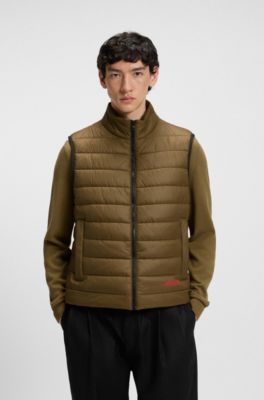 Logo-print gilet with water-repellent finish, Light Green