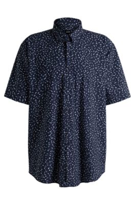 Slim-fit shirt printed stretch fabric