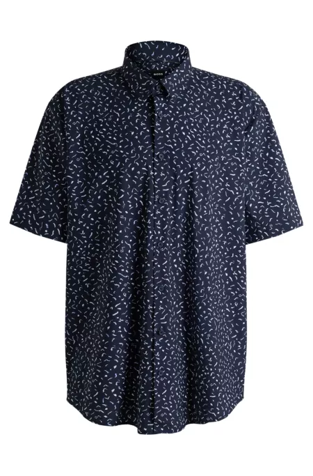 Slim-fit shirt in printed stretch fabric