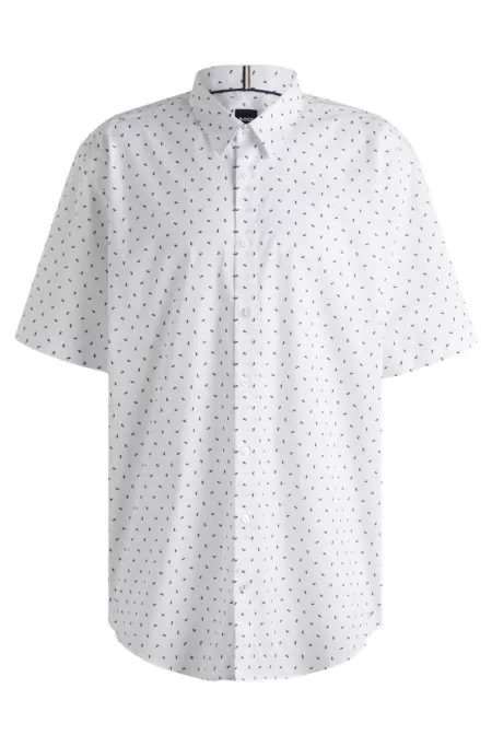 Slim-fit shirt in stretch-cotton poplin