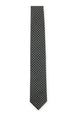 Jacquard-pattern tie in a silk blend, Light Grey