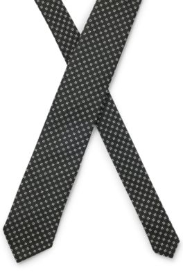 Jacquard-pattern tie in a silk blend, Light Grey