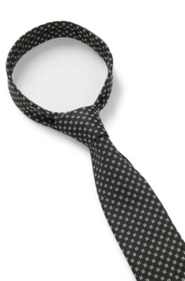 Jacquard-pattern tie in a silk blend, Light Grey