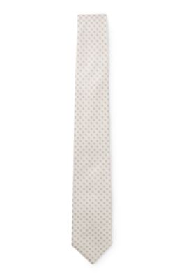 Jacquard-pattern tie in a silk blend, White