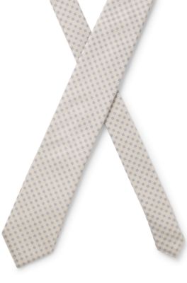 Jacquard-pattern tie in a silk blend, White