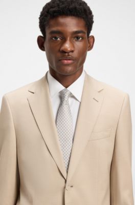 Jacquard-pattern tie in a silk blend, White