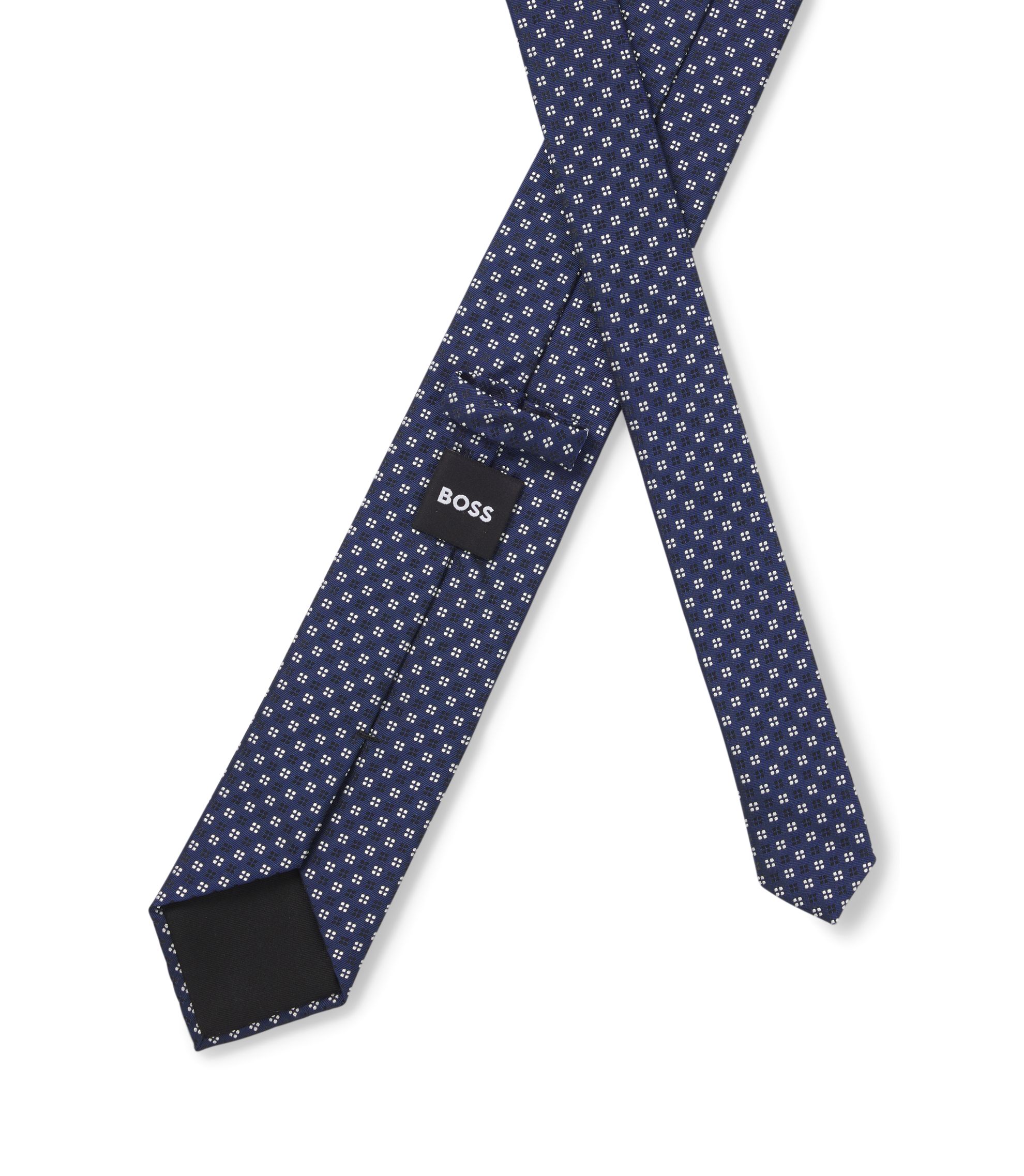 BOSS - Jacquard-pattern tie in a silk blend - Dark Blue