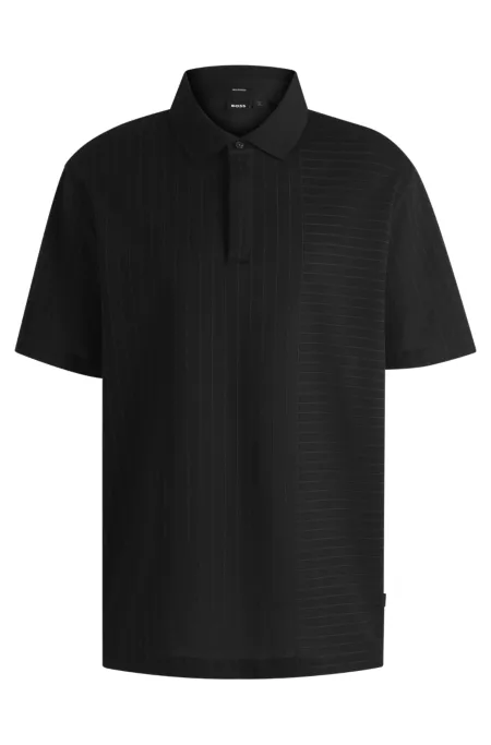 Regular-fit polo shirt in mercerized cotton jacquard