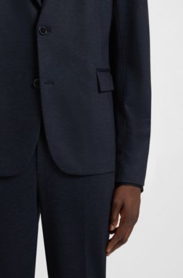Veste Slim en jersey &agrave; imprim&eacute; twill, Bleu fonc&eacute;