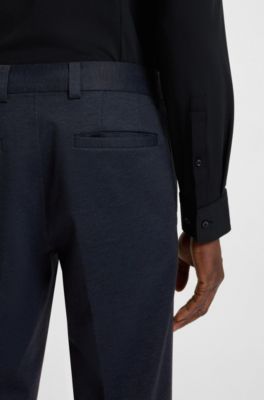 Pantalones extra slim fit en punto con el&aacute;stico con microestampado, Azul oscuro