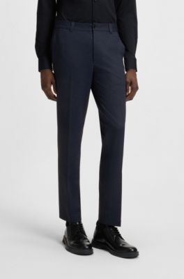 Extra-slim-fit trousers in twill-print jersey, Dark Blue