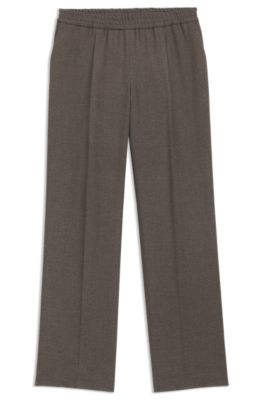 Moulin&eacute; modern-fit trousers in stretch fabric, Brown