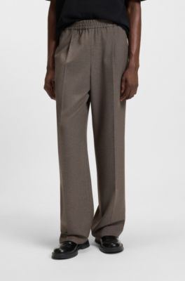 Moulin&eacute; modern-fit trousers in stretch fabric, Brown