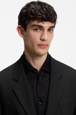 Blazer modern fit en tejido el&aacute;stico, Negro